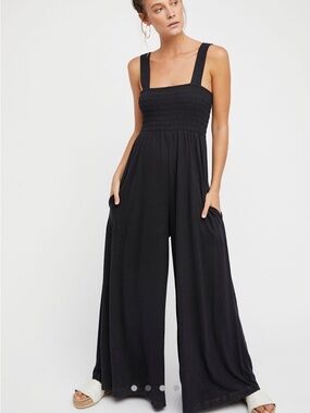 Free People Rose Smocked Wide-Leg Jumpsuit